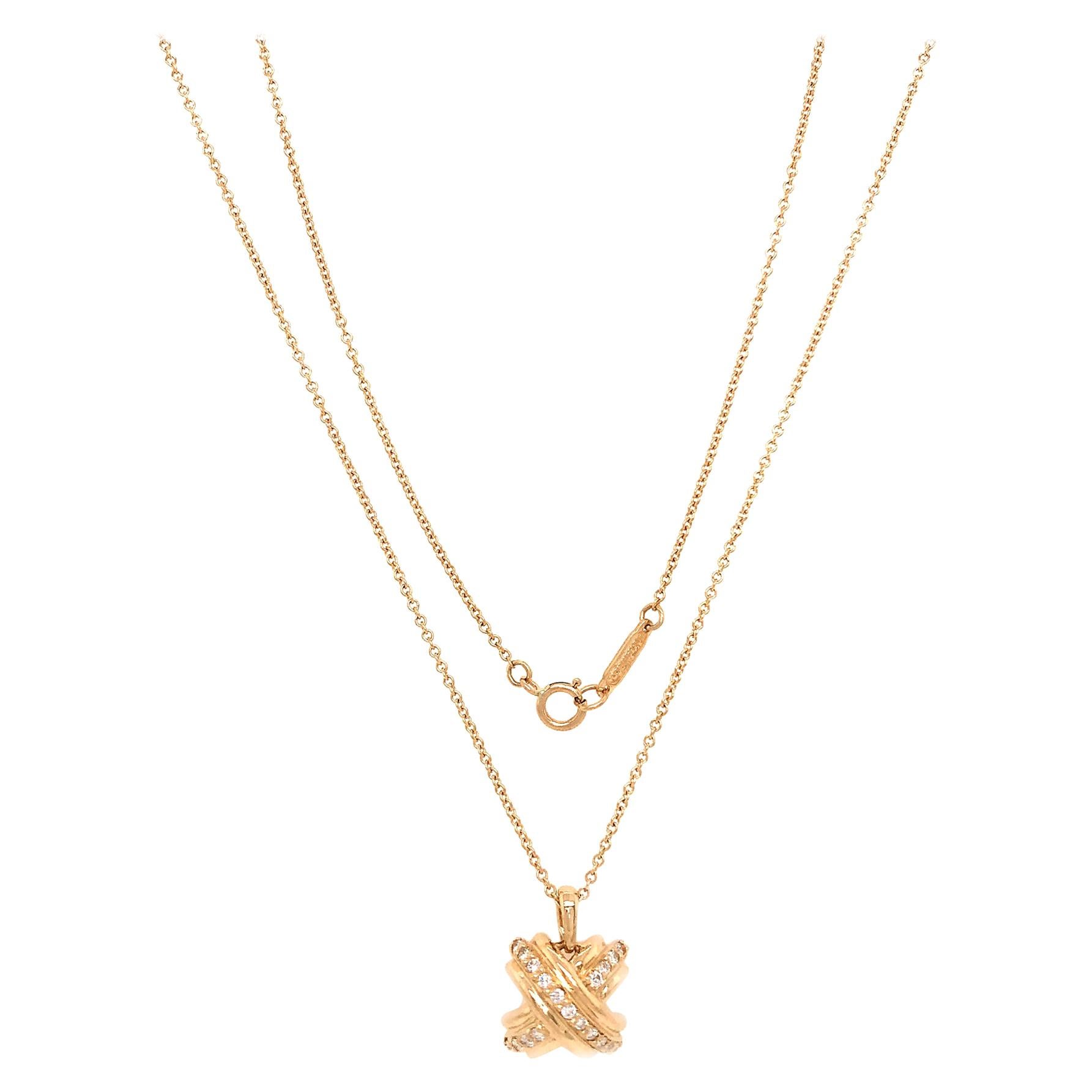 Vintage Tiffany & Co. Diamond 18 Karat Gold Cross Signature X Pendant  Necklace | Wilson's Estate Jewelry